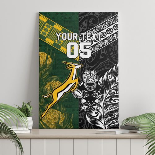 Custom Rugby New Zealand South Africa Canvas Wall Art Maori Tiki Springboks Together