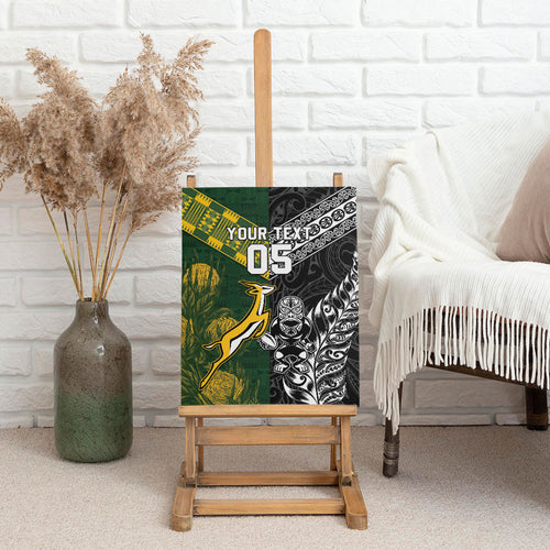 Custom Rugby New Zealand South Africa Canvas Wall Art Maori Tiki Springboks Together