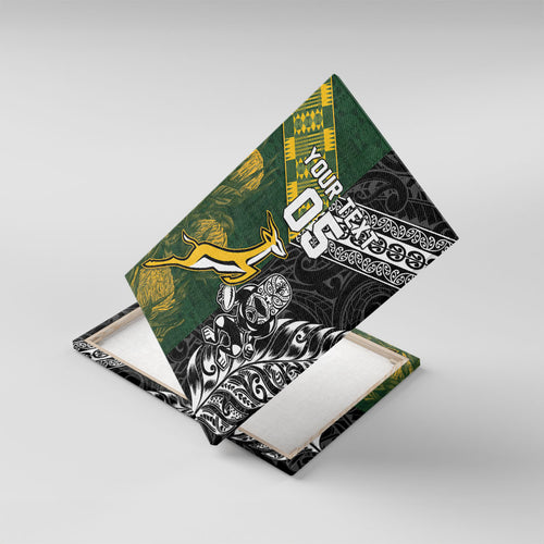 Custom Rugby New Zealand South Africa Canvas Wall Art Maori Tiki Springboks Together