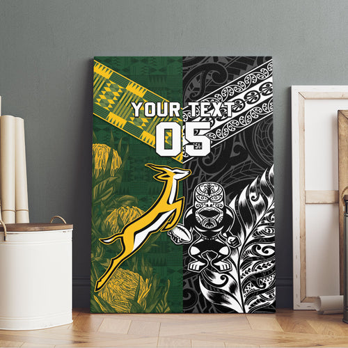 Custom Rugby New Zealand South Africa Canvas Wall Art Maori Tiki Springboks Together