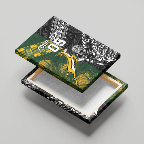 Custom Rugby New Zealand South Africa Canvas Wall Art Maori Tiki Springboks Together