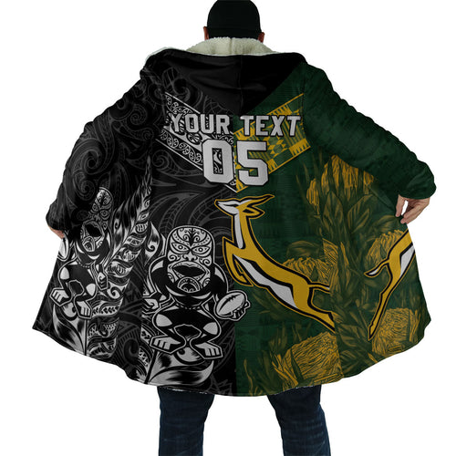 Custom Rugby New Zealand South Africa Cloak Maori Tiki Springboks Together