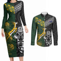 Custom Rugby New Zealand South Africa Couples Matching Long Sleeve Bodycon Dress and Long Sleeve Button Shirt Maori Tiki Springboks Together