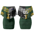 Custom Rugby New Zealand South Africa Couples Matching Off Shoulder Short Dress and Hawaiian Shirt Maori Tiki Springboks Together