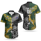 Custom Rugby New Zealand South Africa Couples Matching Off Shoulder Short Dress and Hawaiian Shirt Maori Tiki Springboks Together