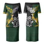 Custom Rugby New Zealand South Africa Couples Matching Puletasi and Long Sleeve Button Shirt Maori Tiki Springboks Together