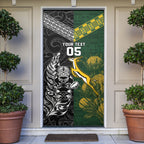 Custom Rugby New Zealand South Africa Door Cover Maori Tiki Springboks Together