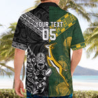 Custom Rugby New Zealand South Africa Hawaiian Shirt Maori Tiki Springboks Together