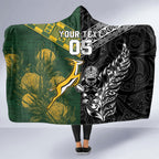 Custom Rugby New Zealand South Africa Hooded Blanket Maori Tiki Springboks Together