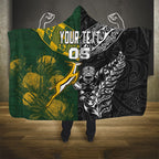 Custom Rugby New Zealand South Africa Hooded Blanket Maori Tiki Springboks Together