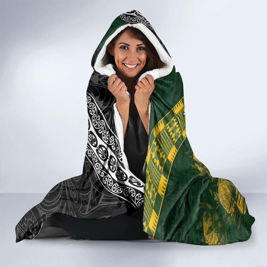 Custom Rugby New Zealand South Africa Hooded Blanket Maori Tiki Springboks Together