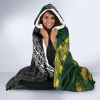 Custom Rugby New Zealand South Africa Hooded Blanket Maori Tiki Springboks Together