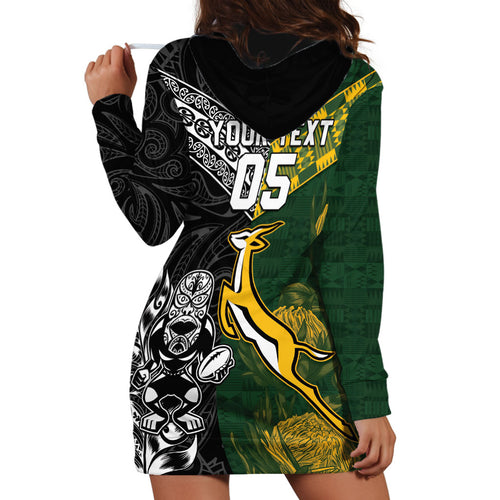 Custom Rugby New Zealand South Africa Hoodie Dress Maori Tiki Springboks Together