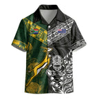 Custom Rugby New Zealand South Africa Kid Hawaiian Shirt Maori Tiki Springboks Together