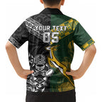 Custom Rugby New Zealand South Africa Kid Hawaiian Shirt Maori Tiki Springboks Together
