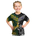 Custom Rugby New Zealand South Africa Kid T Shirt Maori Tiki Springboks Together