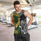 Custom Rugby New Zealand South Africa Men Tank Top Maori Tiki Springboks Together