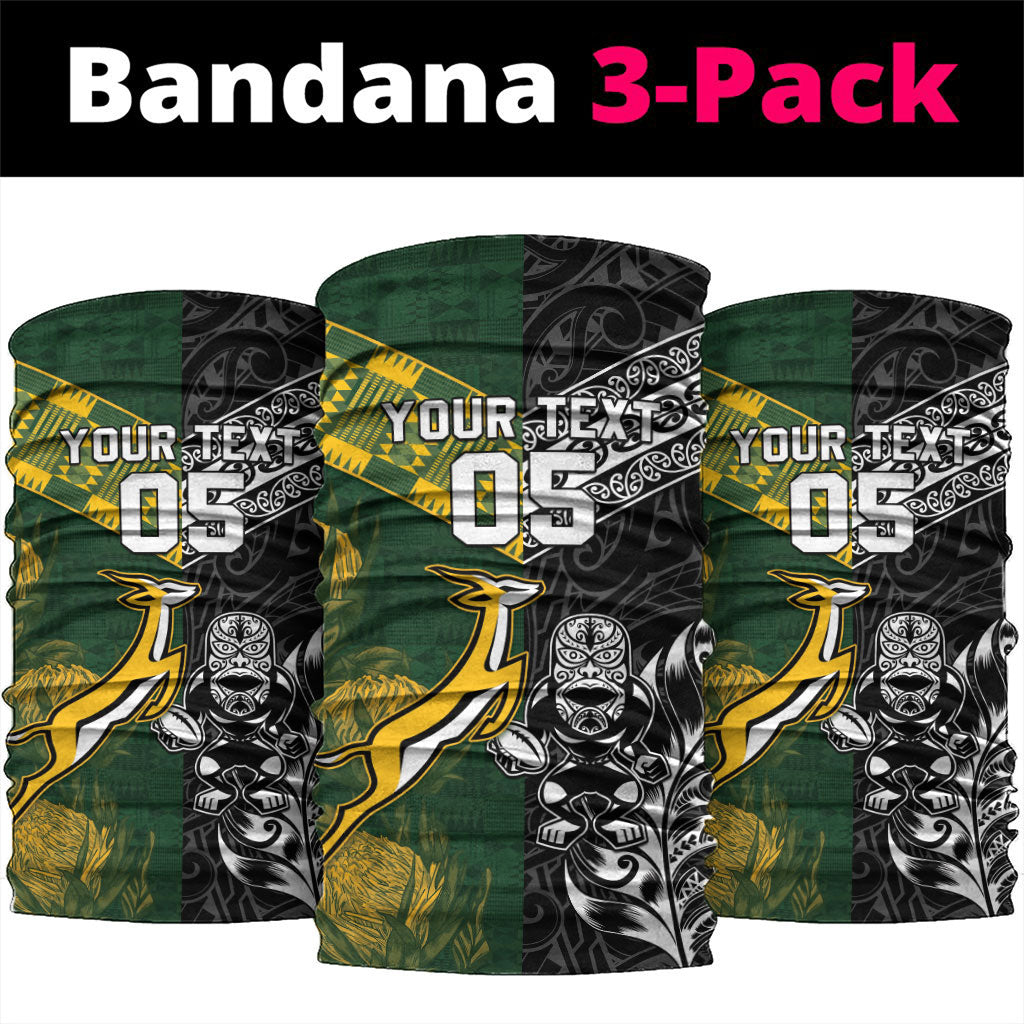 Custom Rugby New Zealand South Africa Neck Gaiter Maori Tiki Springboks Together
