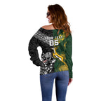 Custom Rugby New Zealand South Africa Off Shoulder Sweater Maori Tiki Springboks Together