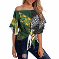 Custom Rugby New Zealand South Africa Off Shoulder Wrap Waist Top Maori Tiki Springboks Together