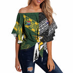 Custom Rugby New Zealand South Africa Off Shoulder Wrap Waist Top Maori Tiki Springboks Together
