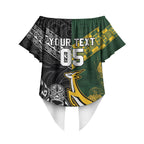 Custom Rugby New Zealand South Africa Off Shoulder Wrap Waist Top Maori Tiki Springboks Together