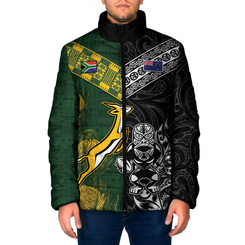 Custom Rugby New Zealand South Africa Padded Jacket Maori Tiki Springboks Together