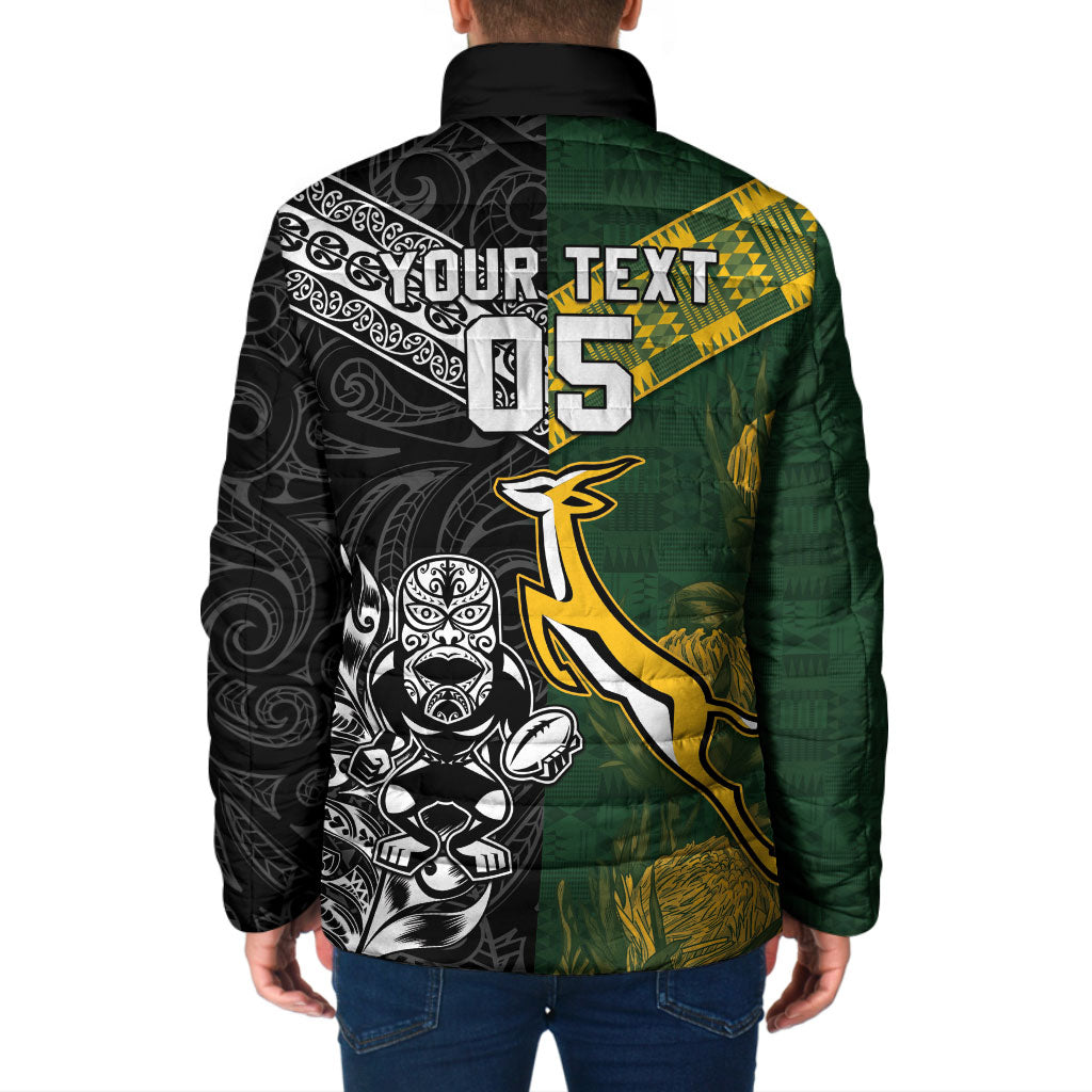 Custom Rugby New Zealand South Africa Padded Jacket Maori Tiki Springboks Together