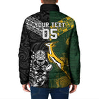Custom Rugby New Zealand South Africa Padded Jacket Maori Tiki Springboks Together