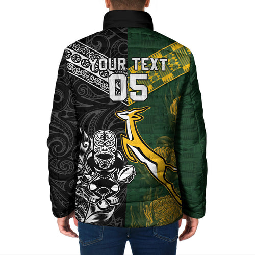 Custom Rugby New Zealand South Africa Padded Jacket Maori Tiki Springboks Together