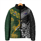 Custom Rugby New Zealand South Africa Padded Jacket Maori Tiki Springboks Together