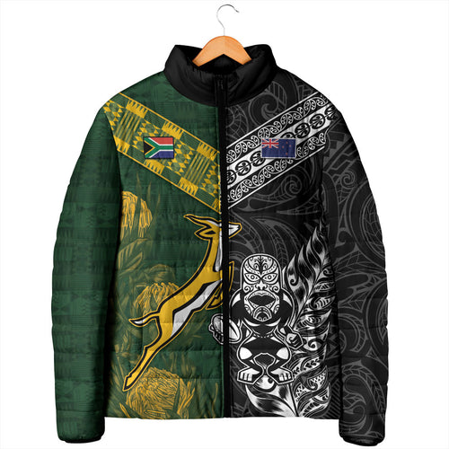 Custom Rugby New Zealand South Africa Padded Jacket Maori Tiki Springboks Together