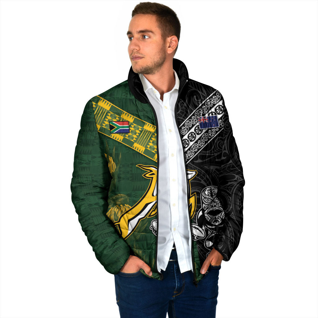Custom Rugby New Zealand South Africa Padded Jacket Maori Tiki Springboks Together
