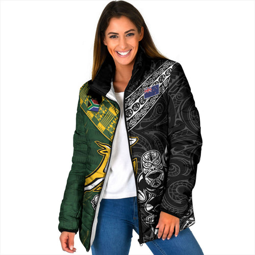 Custom Rugby New Zealand South Africa Padded Jacket Maori Tiki Springboks Together