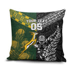 Custom Rugby New Zealand South Africa Pillow Cover Maori Tiki Springboks Together