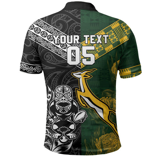 Custom Rugby New Zealand South Africa Polo Shirt Maori Tiki Springboks Together