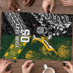 Custom Rugby New Zealand South Africa Puzzle Maori Tiki Springboks Together