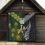 Custom Rugby New Zealand South Africa Quilt Maori Tiki Springboks Together
