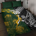 Custom Rugby New Zealand South Africa Quilt Bed Set Maori Tiki Springboks Together