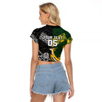 Custom Rugby New Zealand South Africa Raglan Cropped T Shirt Maori Tiki Springboks Together