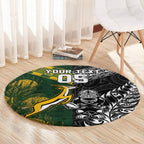 Custom Rugby New Zealand South Africa Round Carpet Maori Tiki Springboks Together
