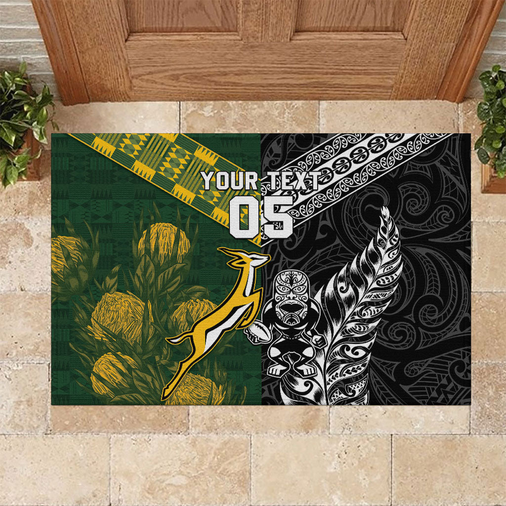 Custom Rugby New Zealand South Africa Rubber Doormat Maori Tiki Springboks Together