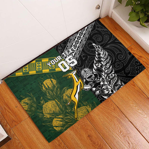 Custom Rugby New Zealand South Africa Rubber Doormat Maori Tiki Springboks Together