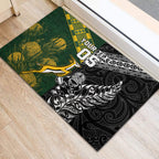 Custom Rugby New Zealand South Africa Rubber Doormat Maori Tiki Springboks Together