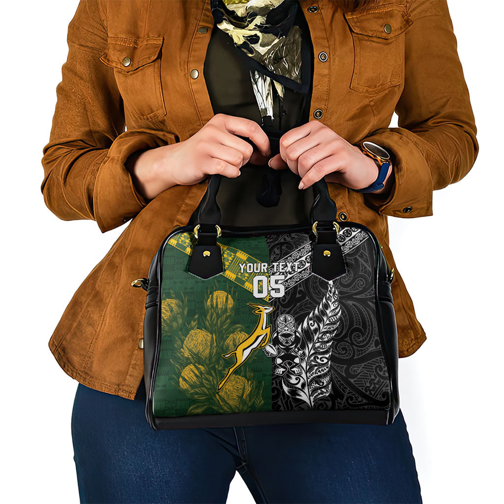 Custom Rugby New Zealand South Africa Shoulder Handbag Maori Tiki Springboks Together