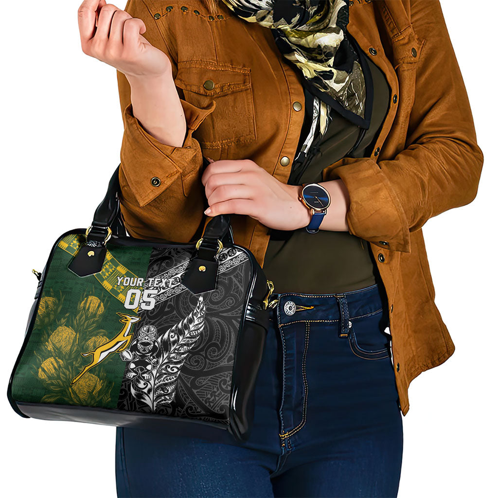 Custom Rugby New Zealand South Africa Shoulder Handbag Maori Tiki Springboks Together