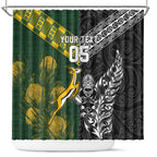 Custom Rugby New Zealand South Africa Shower Curtain Maori Tiki Springboks Together