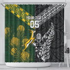Custom Rugby New Zealand South Africa Shower Curtain Maori Tiki Springboks Together