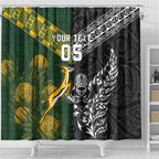 Custom Rugby New Zealand South Africa Shower Curtain Maori Tiki Springboks Together