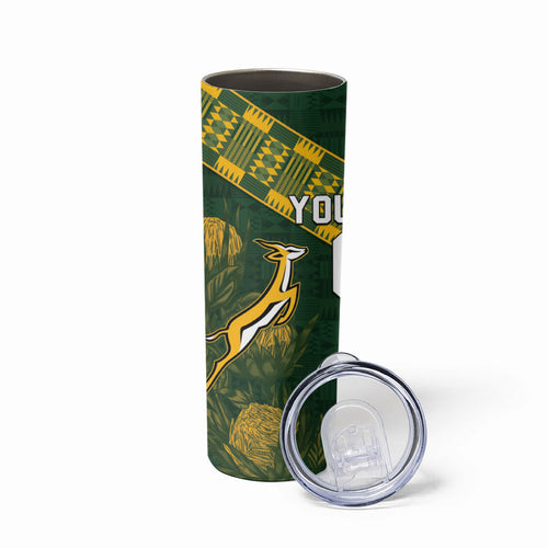 Custom Rugby New Zealand South Africa Skinny Tumbler Maori Tiki Springboks Together